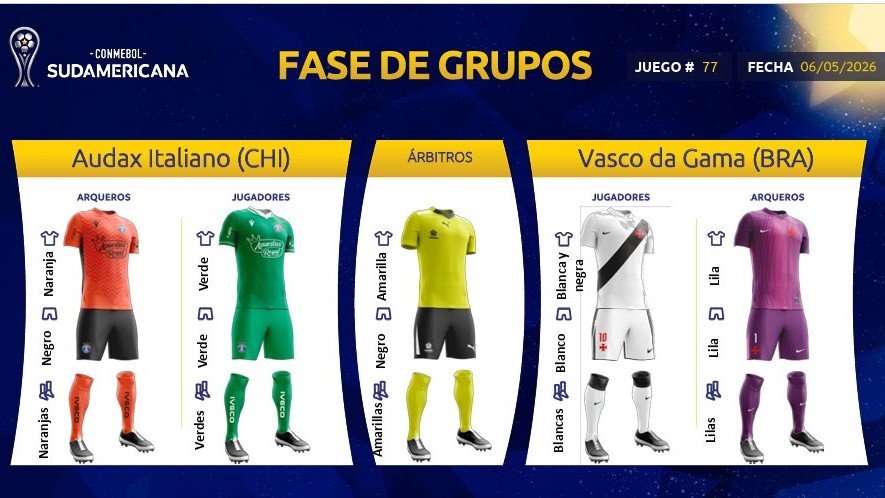 VASCO VAI JOGAR DE UNIFORME BRANCO NO CHILE